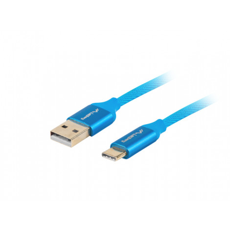 Lanberg USB Type-C to USB Type-A 2.0 Cable Blue Premium QC 3.0, 1 m | CA-USBO-22CU-0010-BL | USB Type-C to USB Type-A