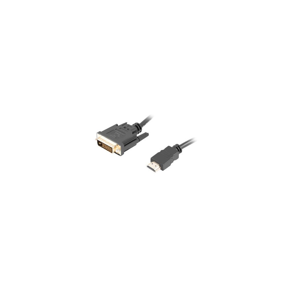 Lanberg HDMI to DVI-D Cable Dual Link with Gold-Plated 4K Connectors | CA-HDDV-20CU-0018-BK | HDMI to DVI-D | 1.8 m