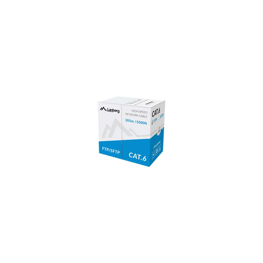 Lanberg LAN Cable Cat.6 FTP, Solid CU Grey CPR + Fluke Passed | LCF6-11CU-0305-S | 305 m