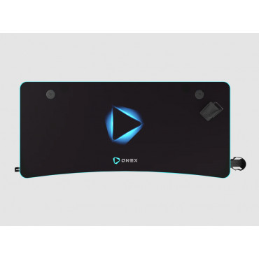 Onex | Gaming Desk w/Cup holder, headset hook, Gamepad holder, Full coverage mouse pad | GD1200H | Black