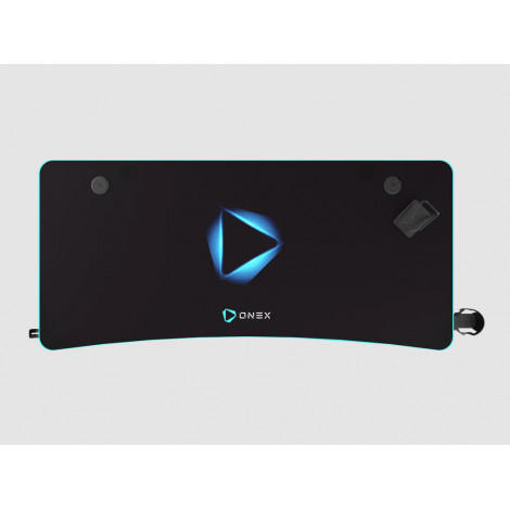 Onex | Gaming Desk w/Cup holder, headset hook, Gamepad holder, Full coverage mouse pad | GD1200H | Black