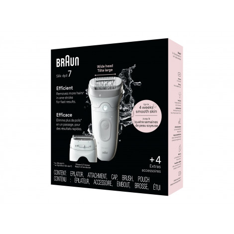 Braun Epilator | SE7-041 Silk épil 7 | Number of power levels 2 | Wet & Dry | White/Silver