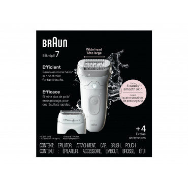 Braun Epilator | SE7-041 Silk épil 7 | Number of power levels 2 | Wet & Dry | White/Silver