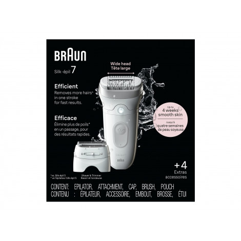 Braun Epilator | SE7-041 Silk épil 7 | Number of power levels 2 | Wet & Dry | White/Silver