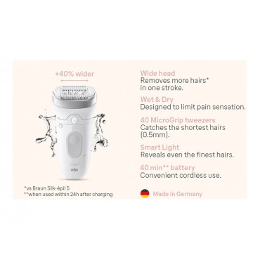 Braun Epilator | SE7-041 Silk épil 7 | Number of power levels 2 | Wet & Dry | White/Silver