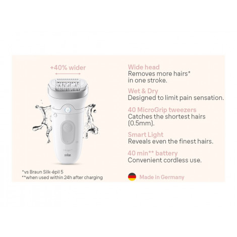 Braun Epilator | SE7-041 Silk épil 7 | Number of power levels 2 | Wet & Dry | White/Silver