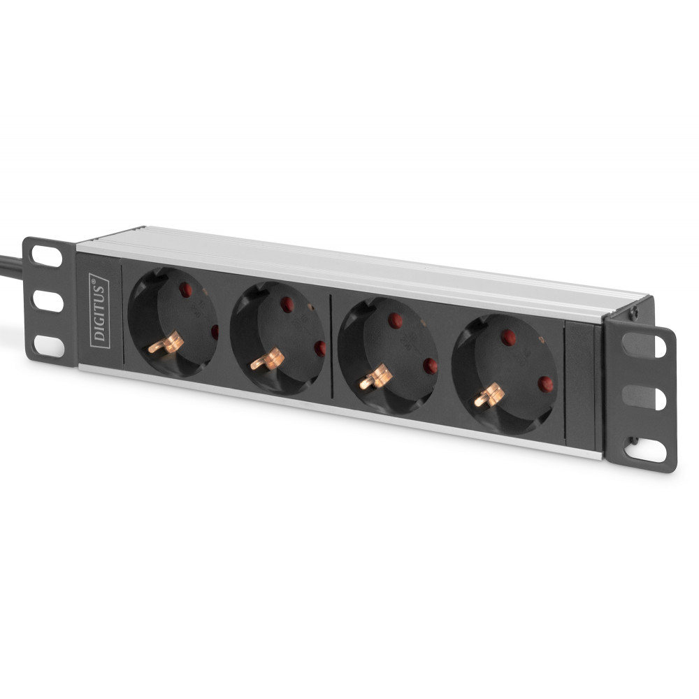 Digitus | 10 Socket Strip with Aluminum Profile, 4-way safety sockets | DN-95418