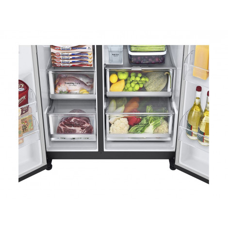 LG GSGV81EPLL Refrigerator, Free-standing, Side by Side, E, Height 1.79 m, Net fridge 416 L, Net freezer 219 L, Black | LG