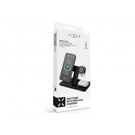 Fixed | MagPowerstation 3-in-1 wireless charging stand with MagSafe mount support | FIXMPOS-BK