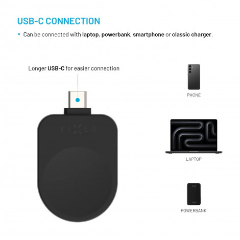 Fixed USB-C Charging Adapter for Samsung Galaxy Watch compatible with Powerstation Uni | Black