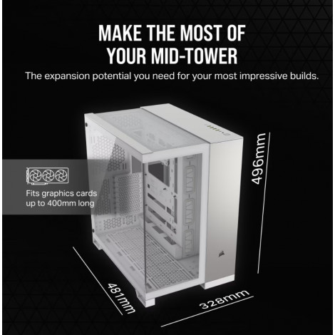 Corsair PC Case | 6500X Dual Chamber | White/Satin Gray Aluminum | Mid-Tower | Power supply included No