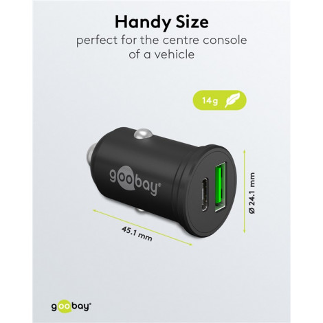 Goobay 61739 Dual-USB Car Fast Charger USB-C PD, 45 W