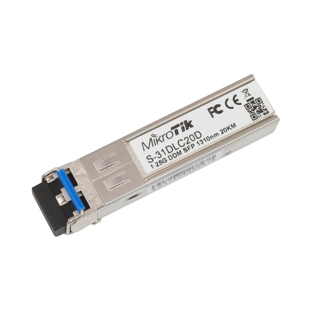 MikroTik | S-31DLC20D | SFP | Single-Mode Fiber | Dual LC | 10/100/1000 Mbit/s | Wavelength 1310 nm | Maximum transfer distance 