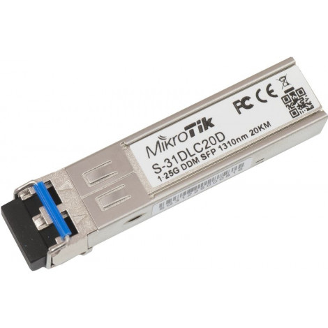 MikroTik | S-31DLC20D | SFP | Single-Mode Fiber | Dual LC | 10/100/1000 Mbit/s | Wavelength 1310 nm | Maximum transfer distance 