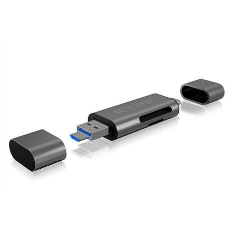 Icy box IB-CR200-C SD/MicroSD (TF) USB 2.0 card reader with Type-C and -A to micro USB (OTG) interface, anthracite | Raidsonic |