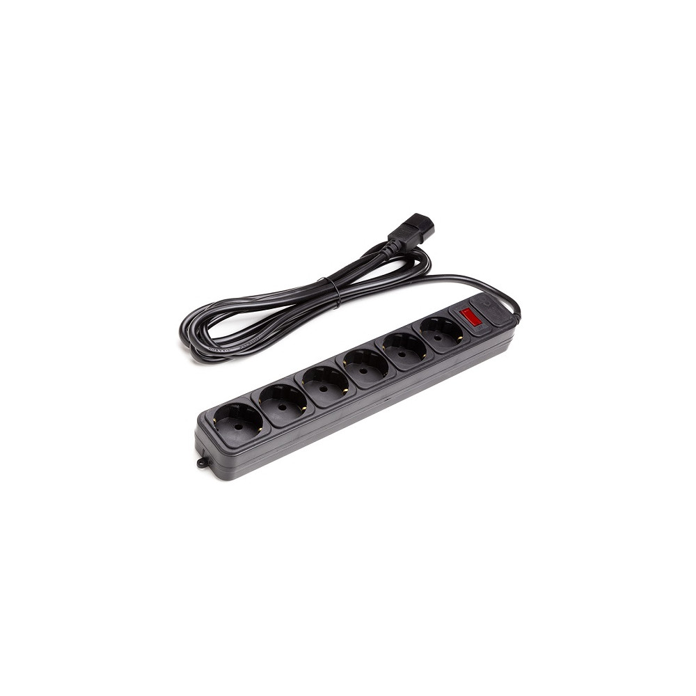 Ilgiklis UPS 3m, 6 lizdai, su jungikliu juodas