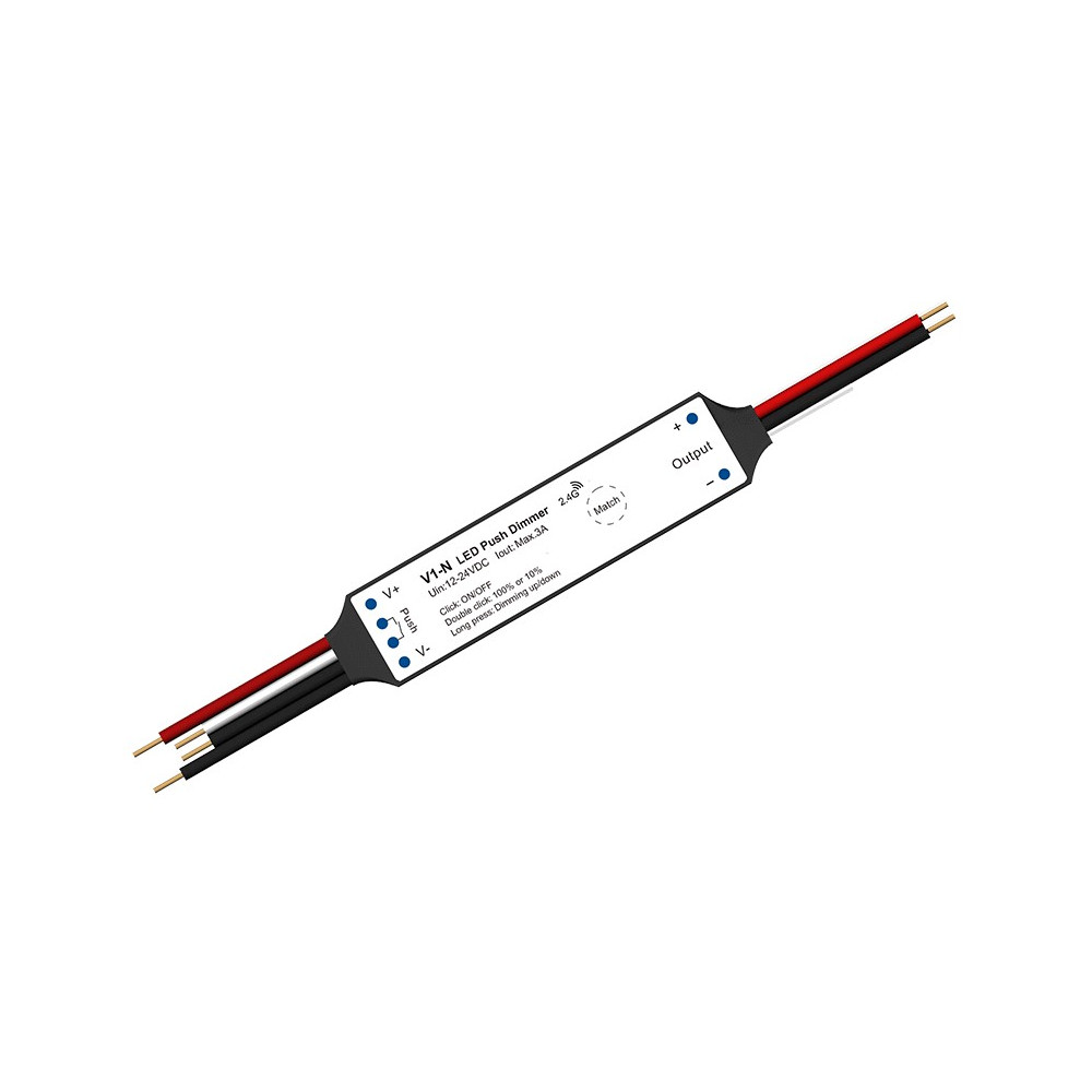 V1-N nuolatinės įtampos valdiklis 12-24V, 1x 3A, Push-Dimm