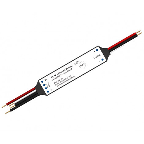 V1-N nuolatinės įtampos valdiklis 12-24V, 1x 3A, Push-Dimm