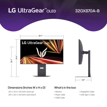 LG 32GX870A-B 32" UltraGear OLED UHD/16:9/3840x2160/275cdm2/0.03ms/HDMI/DisplayPort
