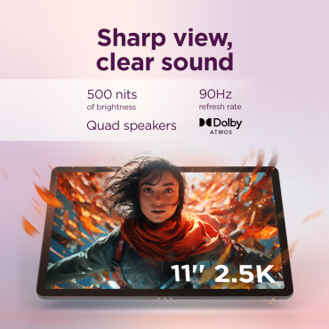 Lenovo Idea Tab 11 2.5K Mediatek Dimensity 6300/8GB/256GB/Android 15/Grey/2Y Warranty | Lenovo Idea Tab | Idea Tab | 11 " | 11 "