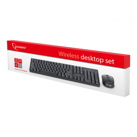 Gembird | Keyboard and mouse | KBS-W-01 | Keyboard and Mouse Set | Wireless | Mouse included | Batteries included | US | Black |