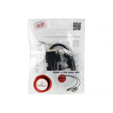 Gembird | HDMI to DVI cable (Single Link) | HDMI 19pin male | DVI 18+1pin male | HDMI to DVI-D | 0.5 m