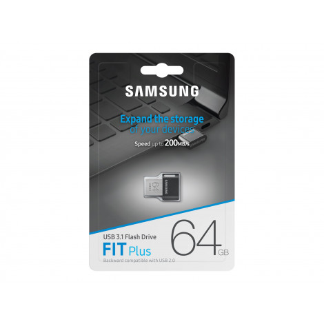 Samsung | FIT Plus | MUF-64AB/APC | 64 GB | USB 3.1 | Black/Silver