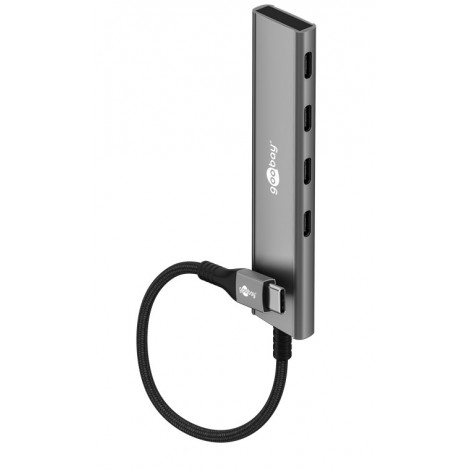 Goobay 76564 Slim 4-Port USB-Hub, USB-C auf USB-C , 5 Gbit/s, Grey