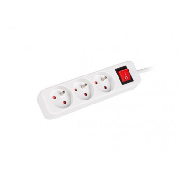 Lanberg Cable Power Strip 3M 3X French Outlets with Switch, Quality-Grade Copper | PS1-03E-0300-W