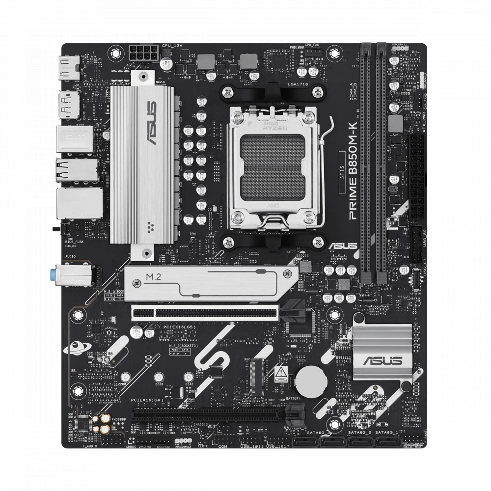 Asus PRIME B850M-K | Processor family AMD | Processor socket AM5 | DDR5 | Supported hard disk drive interfaces SATA, M.2 | Numbe