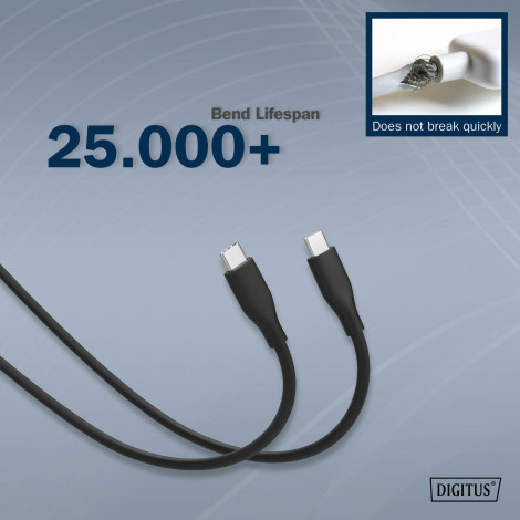 Digitus Silicone connection cable, 0.5 m | AK-300341-005-S | USB-C to USB-C
