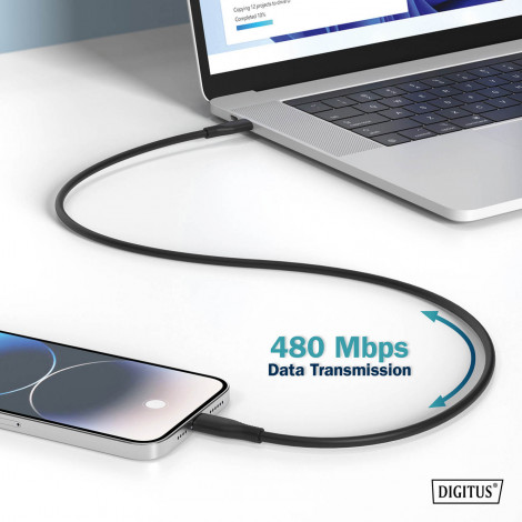 Digitus Silicone connection cable, 0.5 m | AK-300341-005-S | USB-C to USB-C