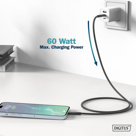 Digitus Silicone connection cable, 0.5 m | AK-300341-005-S | USB-C to USB-C