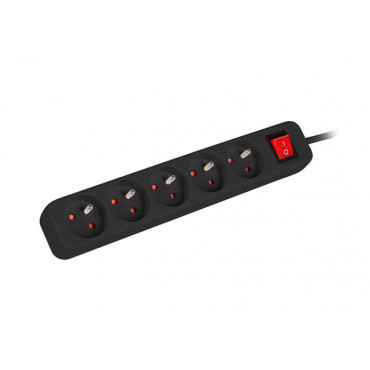 Lanberg Cable Power Strip 3M 5X French Outlets with Switch, Quality-Grade Copper | PS1-05E-0300-BK