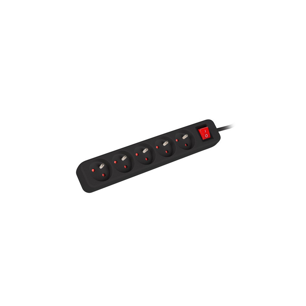 Lanberg Cable Power Strip 3M 5X French Outlets with Switch, Quality-Grade Copper | PS1-05E-0300-BK