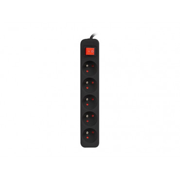 Lanberg Cable Power Strip 3M 5X French Outlets with Switch, Quality-Grade Copper | PS1-05E-0300-BK