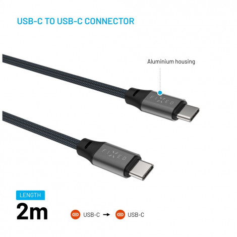 Fixed | Magnetic Braided Cable USB-C/USB-C, USB 2.0, Gray | FIXDBM-CC2-GR