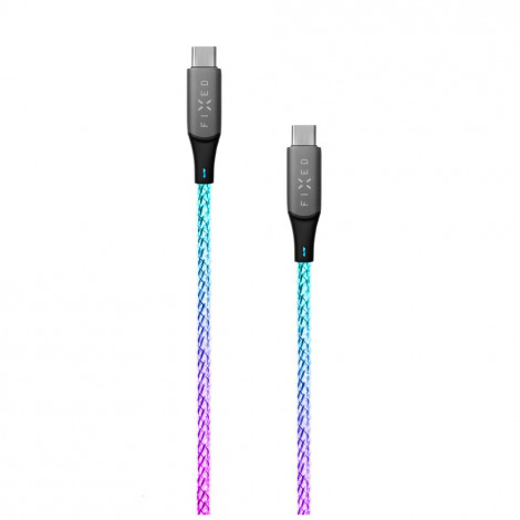Fixed | Glowing Charging Cable USB-C/USB-C, PD support, Rainbow | FIXDLED-CC-RA