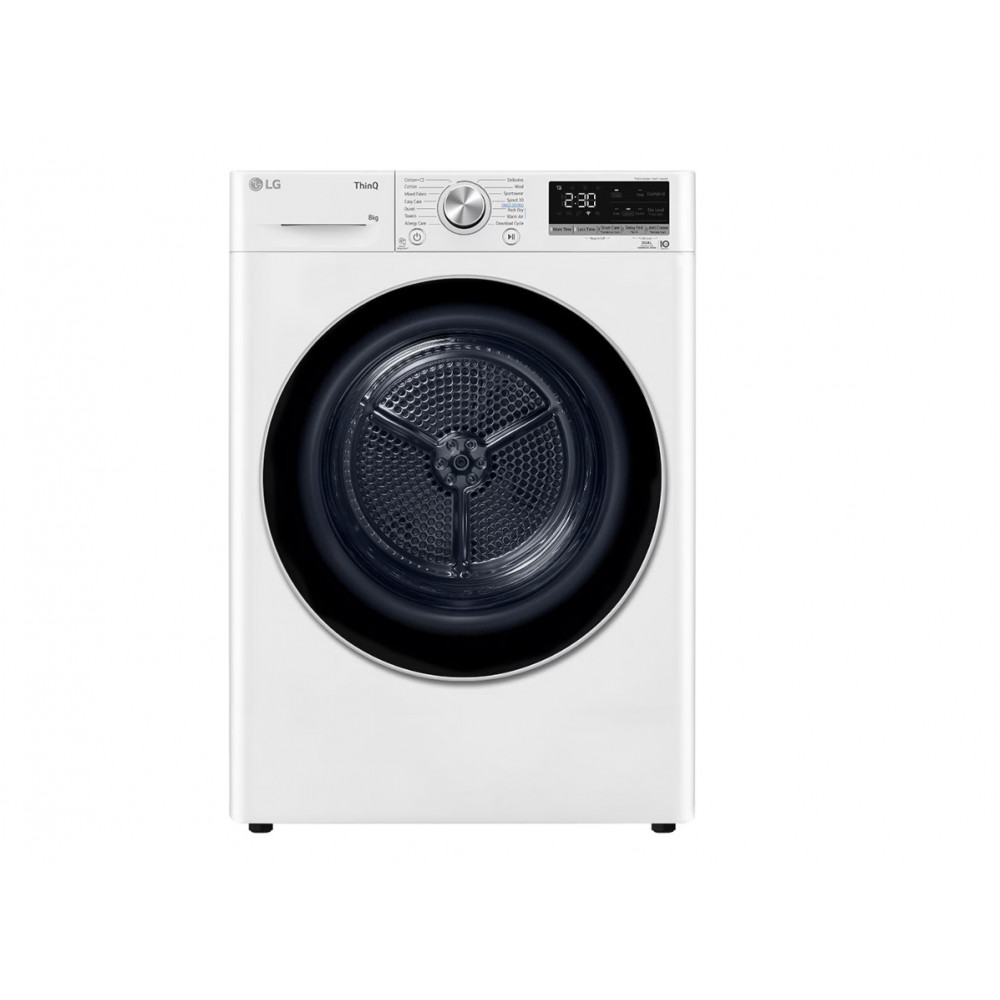 LG RH80V9AV3N Dryer Machine, C, Front loading, 8 kg, LED, Depth 66 cm, Wi-Fi, White | LG
