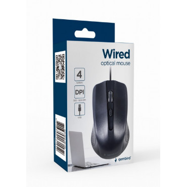 Gembird Optical Mouse | MUS-4B-01L | Wired | USB | Black