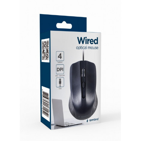 Gembird Optical Mouse | MUS-4B-01L | Wired | USB | Black