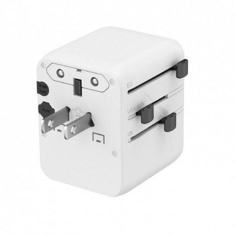 Gembird TPA-1A2C20-01-W Universal travel power adapter, 20 W, white | Gembird