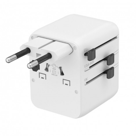 Gembird TPA-1A2C20-01-W Universal travel power adapter, 20 W, white | Gembird
