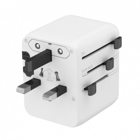 Gembird TPA-1A2C20-01-W Universal travel power adapter, 20 W, white | Gembird
