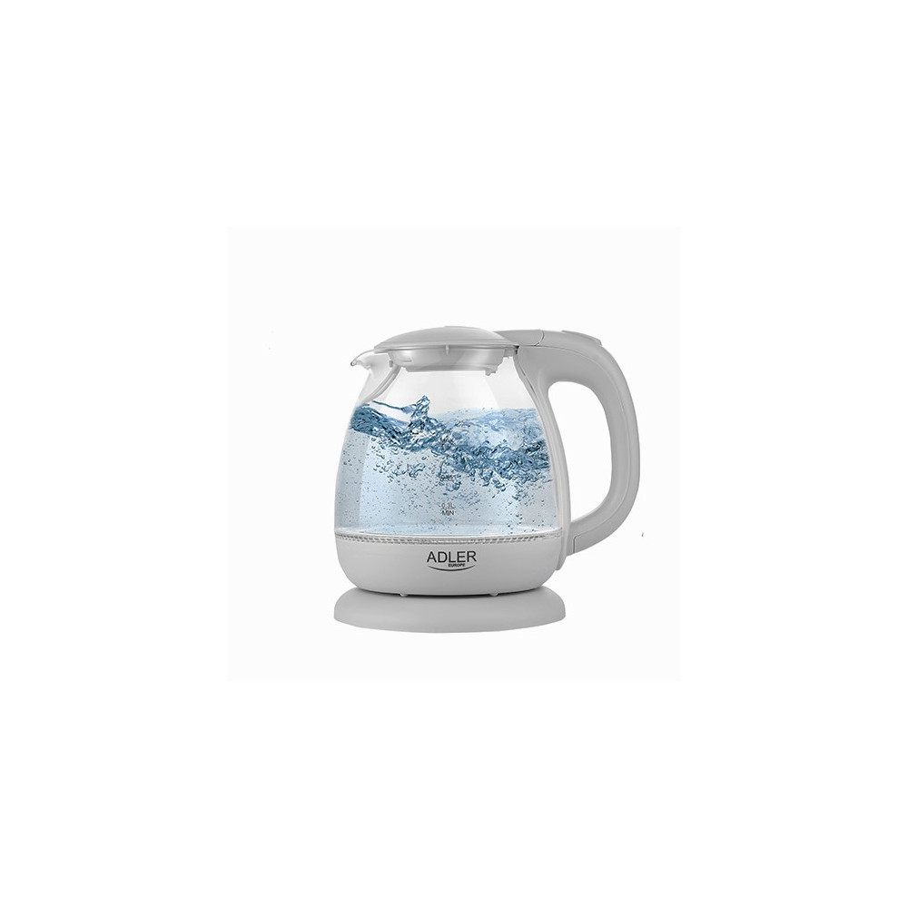 Adler | Kettle | AD 1283G | Standard | 1100 W | 1 L | Plastic/Glass | 360 rotational base | Grey