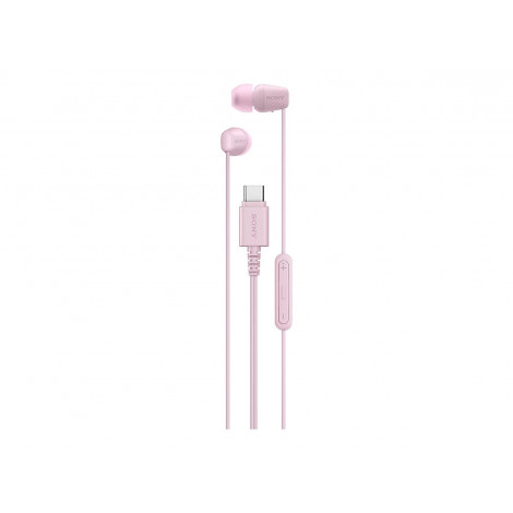 Sony IER EX15C USB C Wired Earbuds with Mic, Pink | Sony