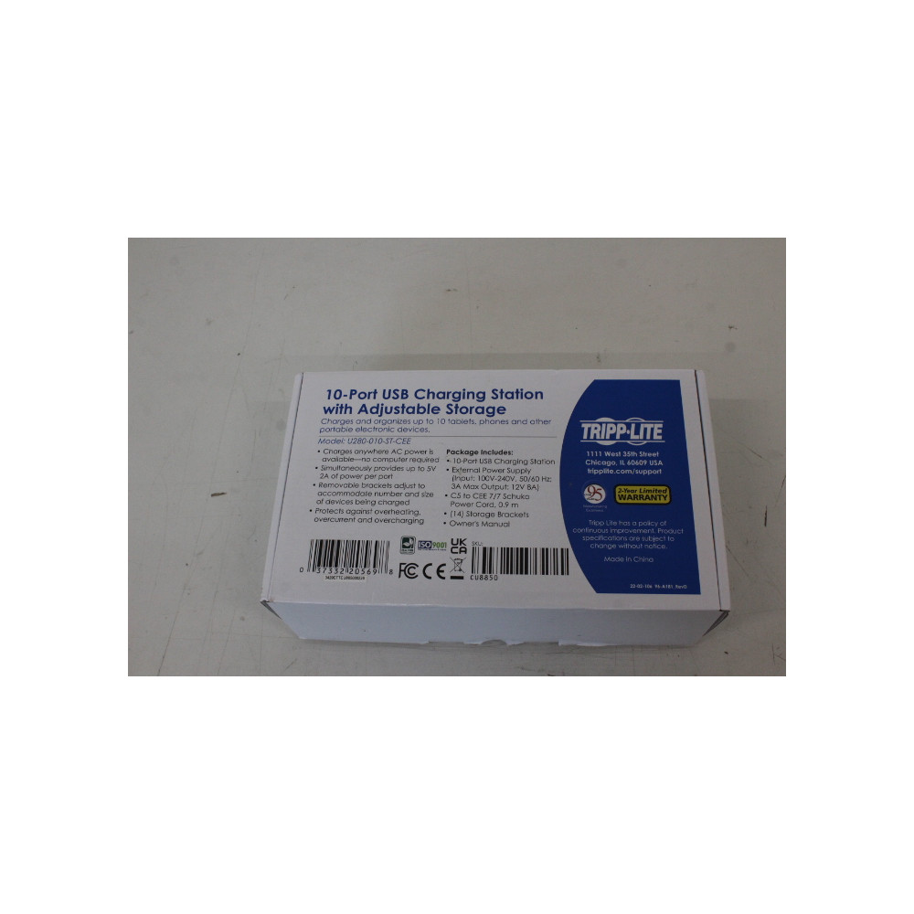 Tripp Lite 10 Port USB Charging Station with Adjustable Storage | U280-010-ST-CEE | UNPACKED, SCRATCHED