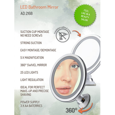 Adler | Bathroom Mirror | AD 2168 | 20 cm | LED mirror | White