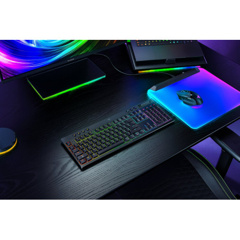 Razer BlackWidow V4 Low-profile HyperSpeed | Gaming keyboard | Wireless | US | Bluetooth, 2.4 GHz, USB Type-C | Yellow Linear