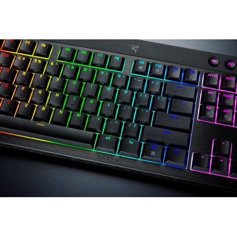 Razer BlackWidow V4 Low-profile HyperSpeed | Gaming keyboard | Wireless | US | Bluetooth, 2.4 GHz, USB Type-C | Yellow Linear